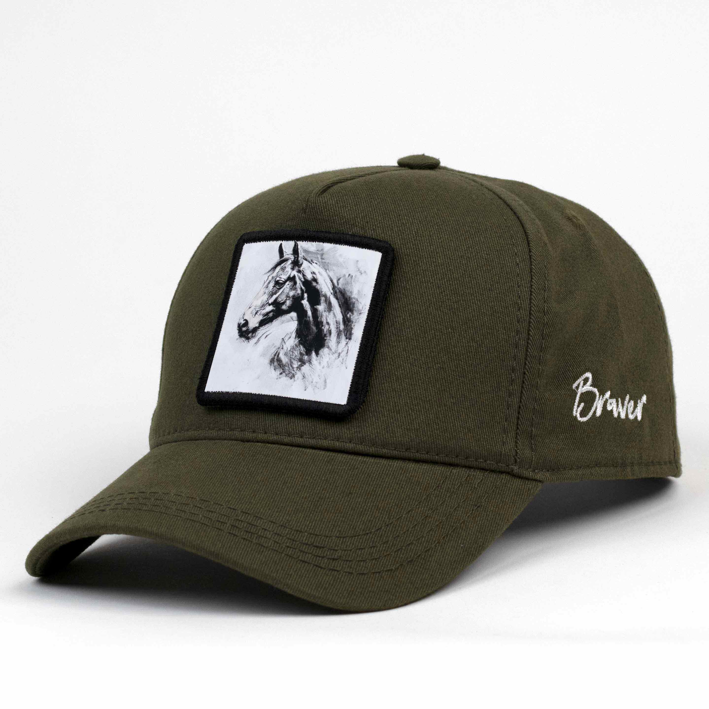 Horse Army Green Cap