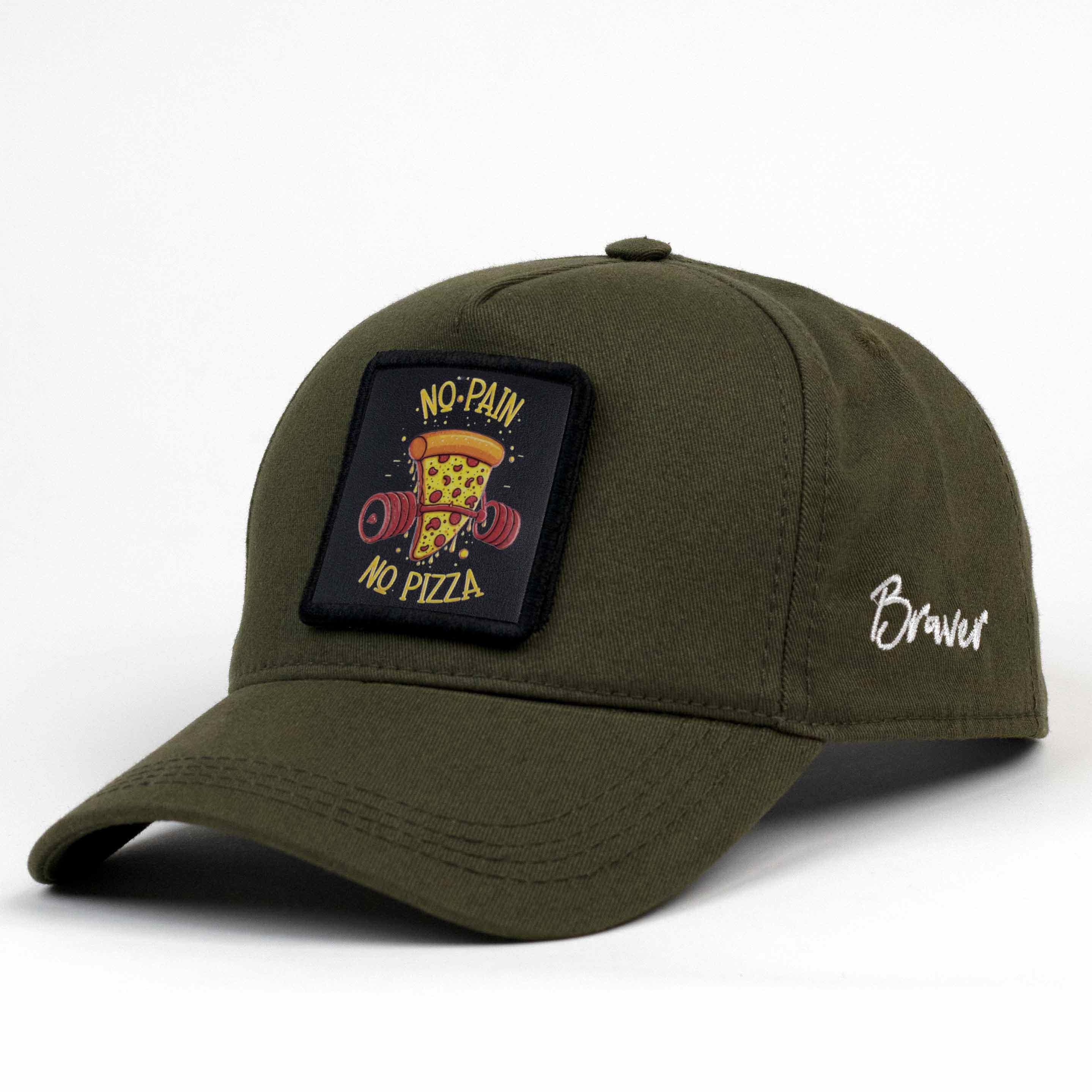 No Pain No Pizza Army Green Cap