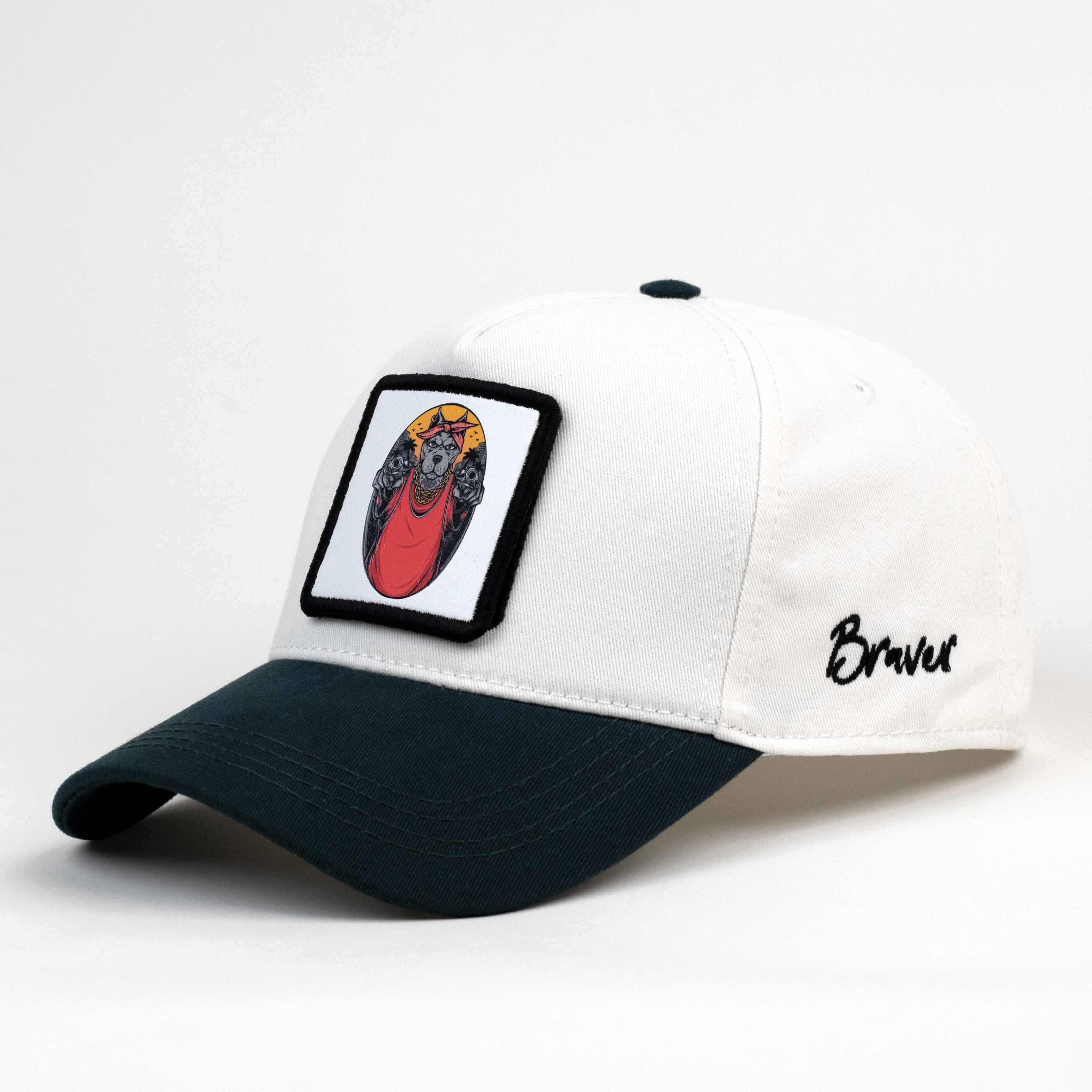 Gangsta Pitbull White/Teal Cap