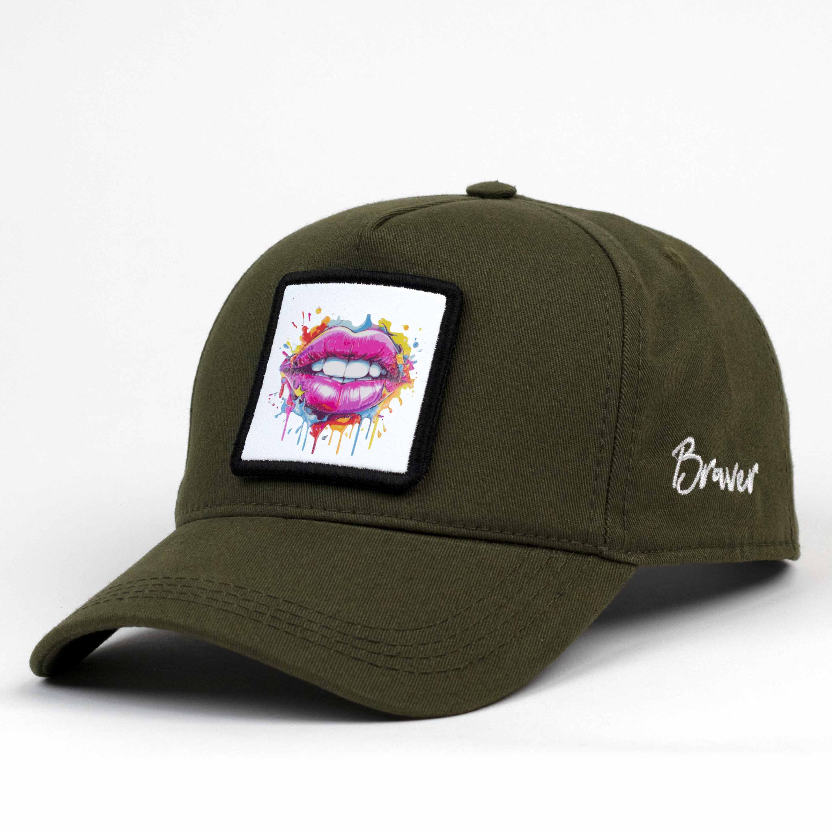 Colorful Lips Army Green Cap