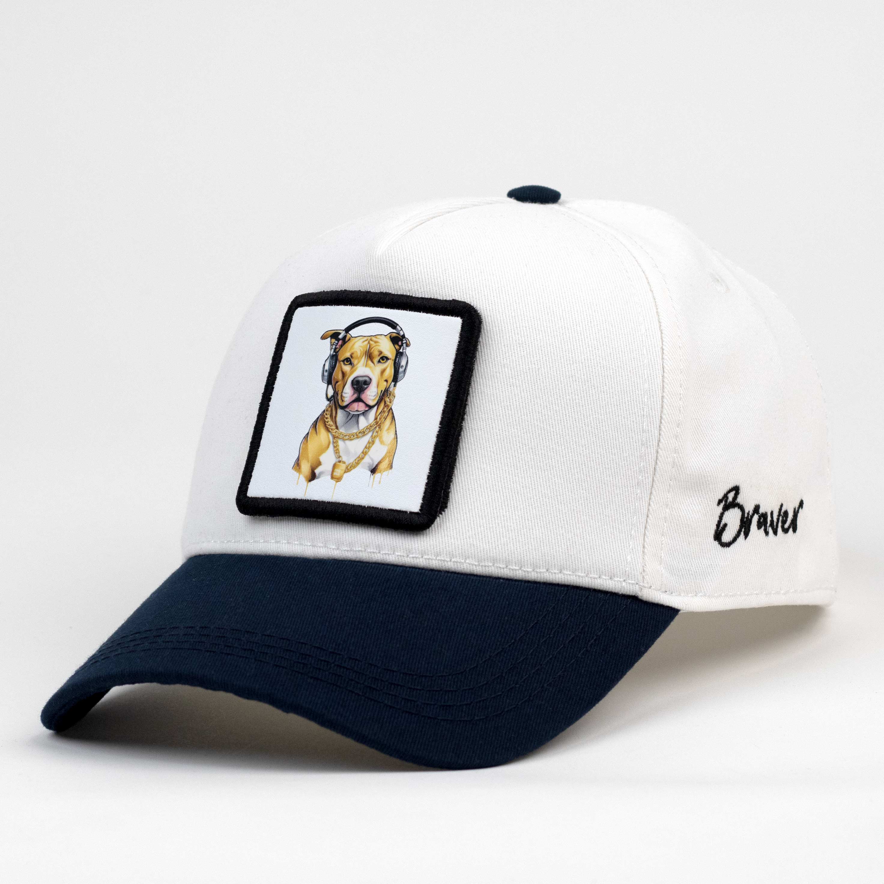 Gangsta Pitbull White/Navy Blue Cap